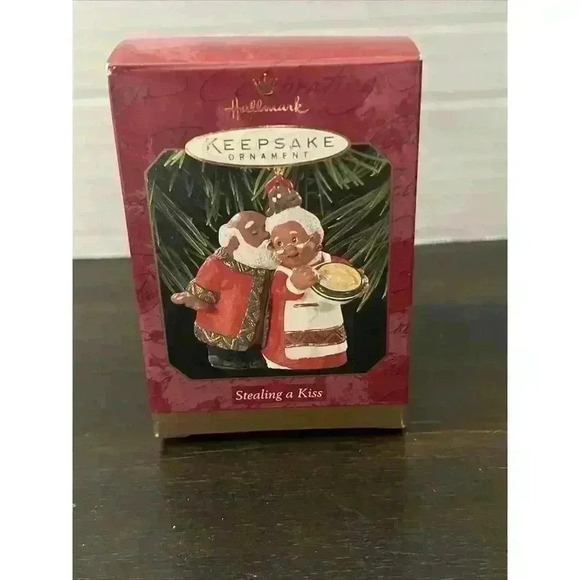Hallmark Keepsake 1997 Christmas Ornament Santa "Stealing a Kiss" With Box - Picture 1 of 4